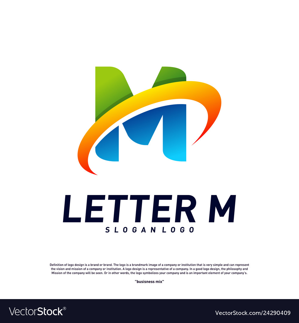 Letter m logo design concepts initial planet Vector Image