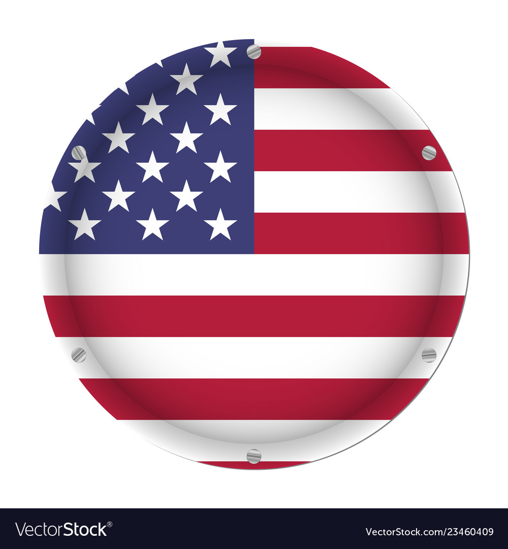 Round metallic flag of usa with screws vector image Round metallic flag of usa with screws