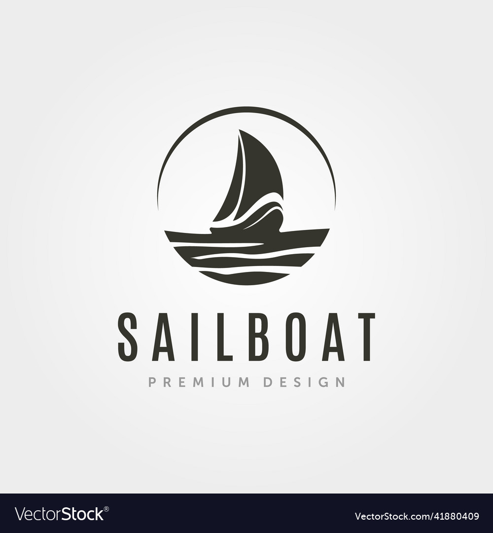 Sailboat logo with sunset and wave symbol design Vector Image