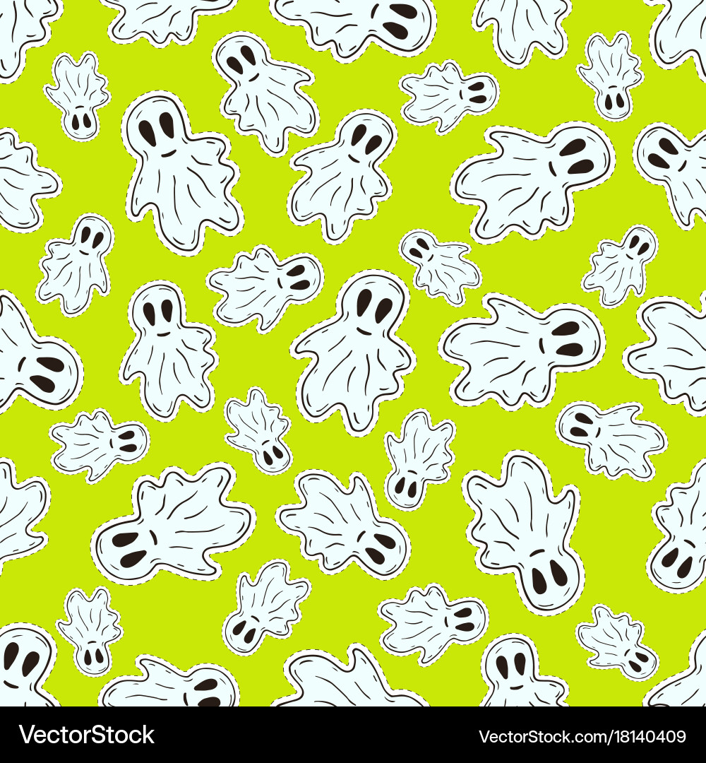 Seamless halloween pattern with funny ghosts Vector Image