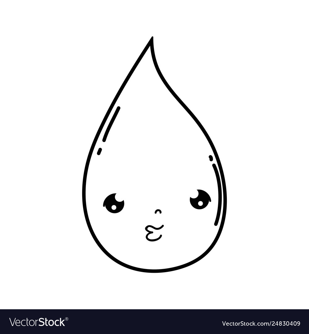 Water drop kawaii character Royalty Free Vector Image