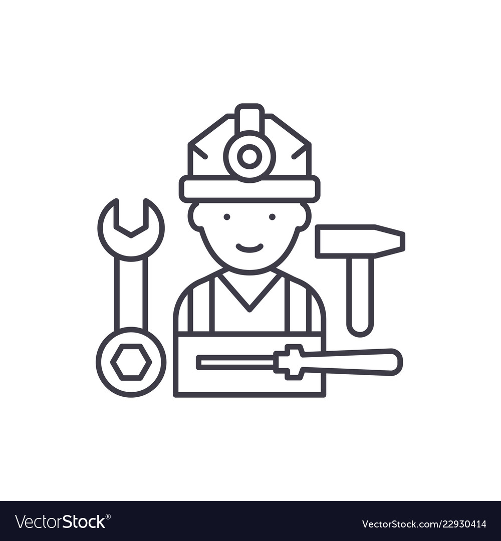 Assembly work line icon concept Royalty Free Vector Image