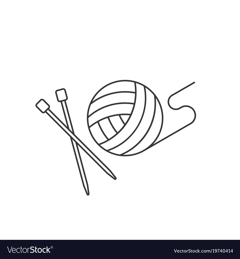 Ball of yarn and needle Royalty Free Vector Image