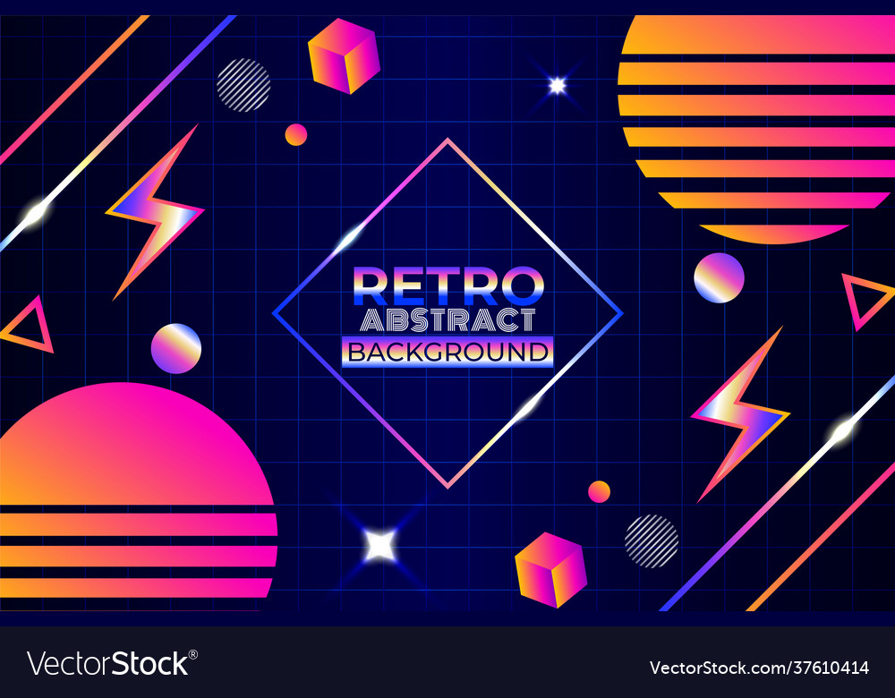 Colorful Geometric Abstract Retro Style Glow Vector Image