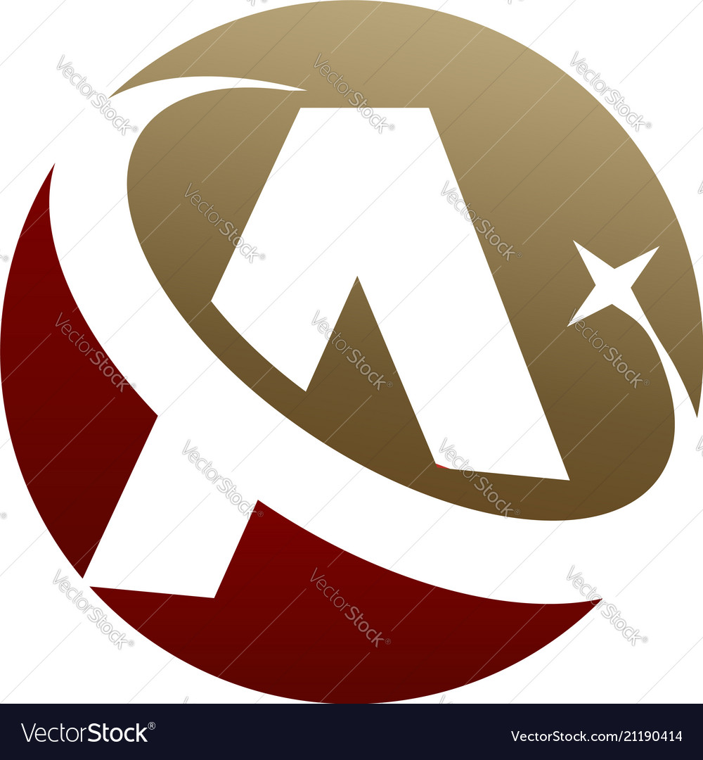 Letter a logo circle shape symbol red and gold Vector Image