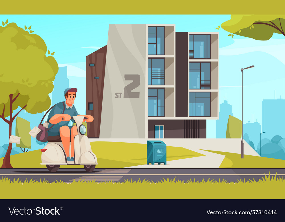 Post office delivery cartoon composition Vector Image Post office delivery cartoon composition Vector Image