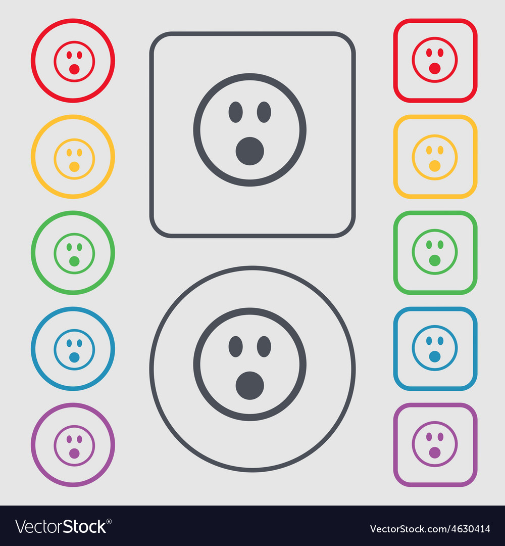 Shocked face smiley icon sign symbol on the round Vector Image