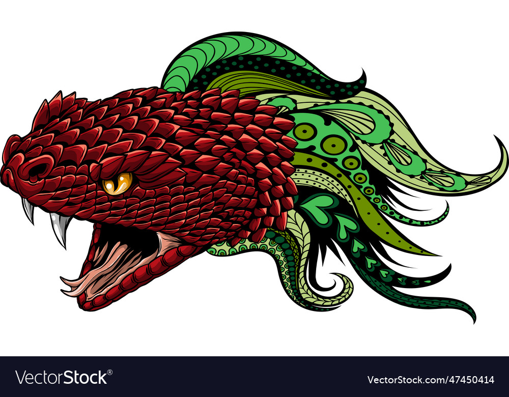 Snake head with mandala Royalty Free Vector Image