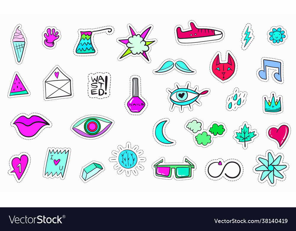 Big set vaporwave styled colorful modern Vector Image