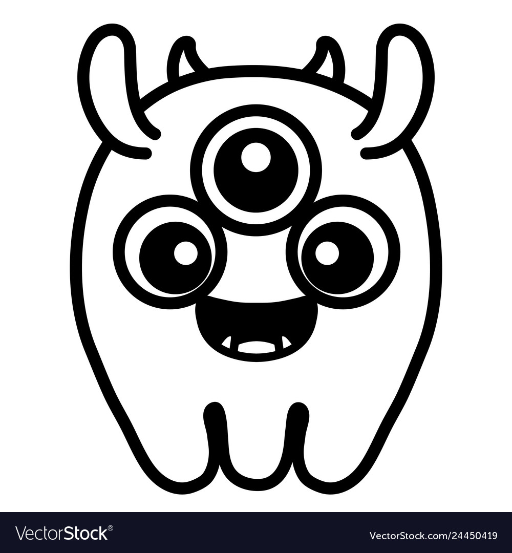 Crazy monster with three eyes comic character Vector Image