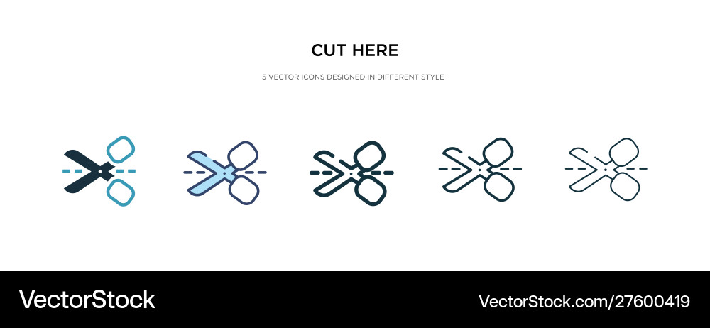 Cut here icon in different style two colored Vector Image