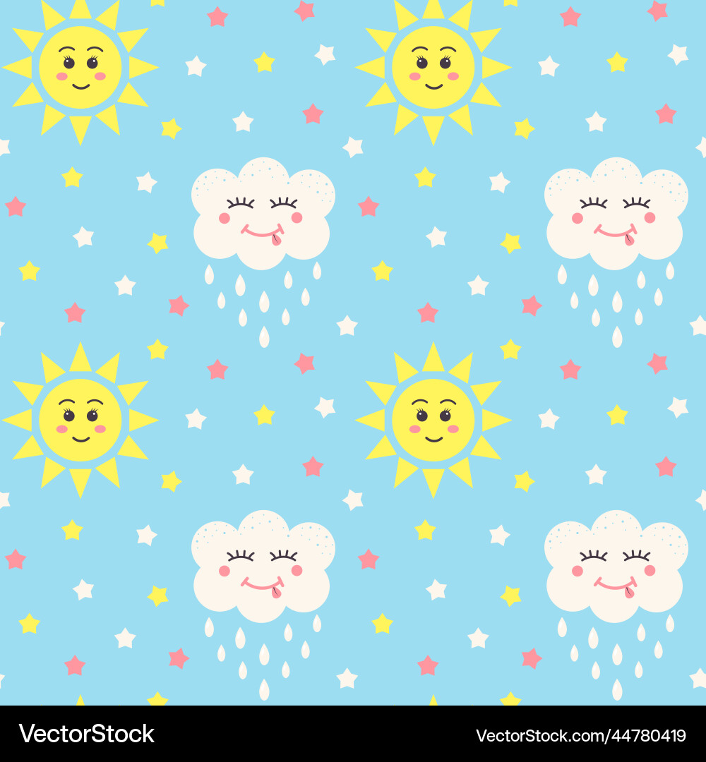 Pattern sun and cloud Royalty Free Vector Image