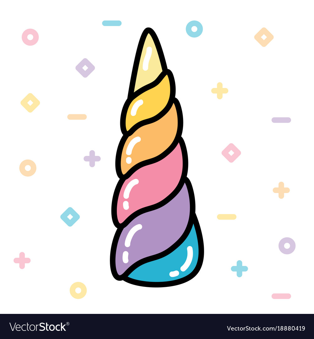 Unicorn horn rainbow pastel black outline Vector Image