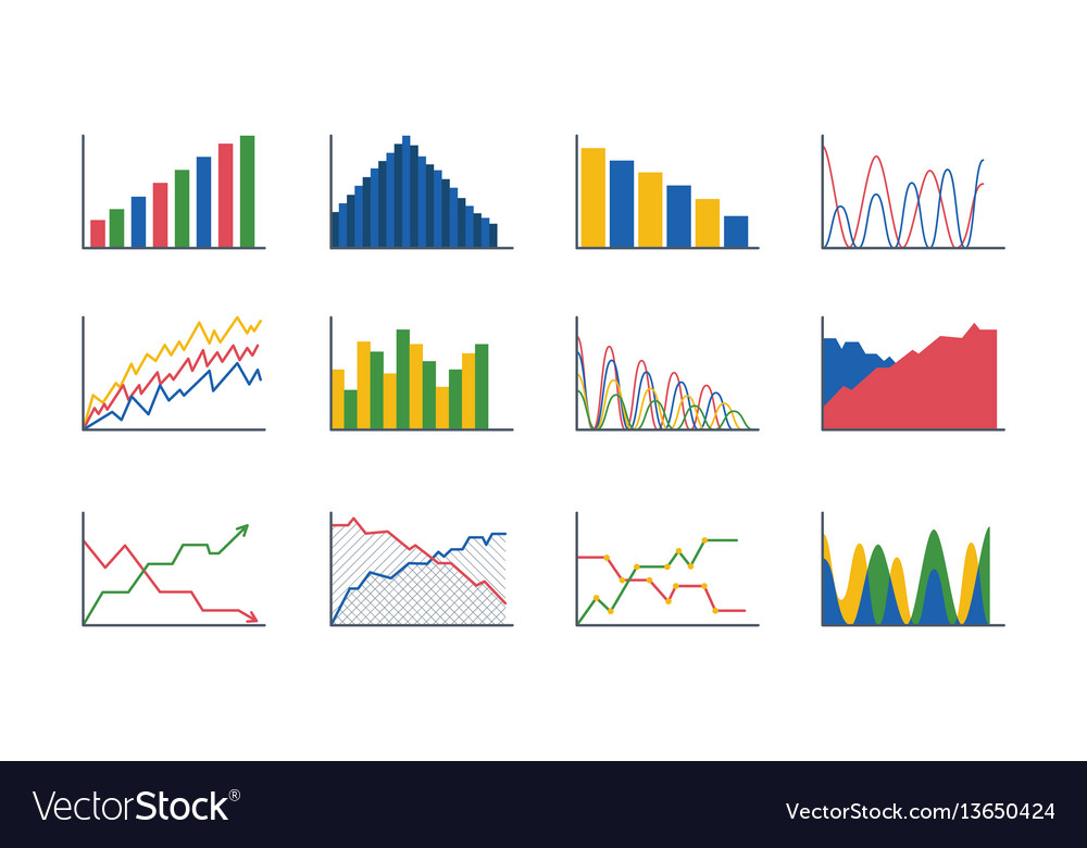 Business data graph analytics elements bar pie Vector Image