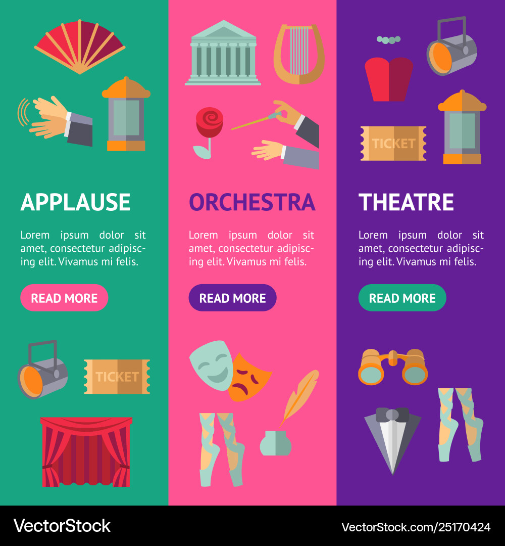 Cartoon theatre acting performance banner Vector Image