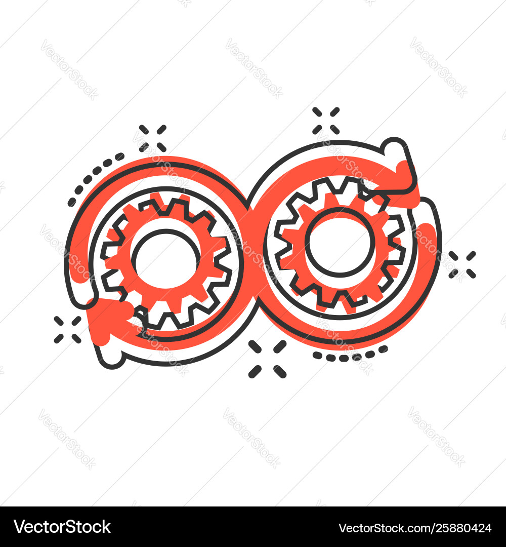 Development icon in comic style devops cartoon on Vector Image