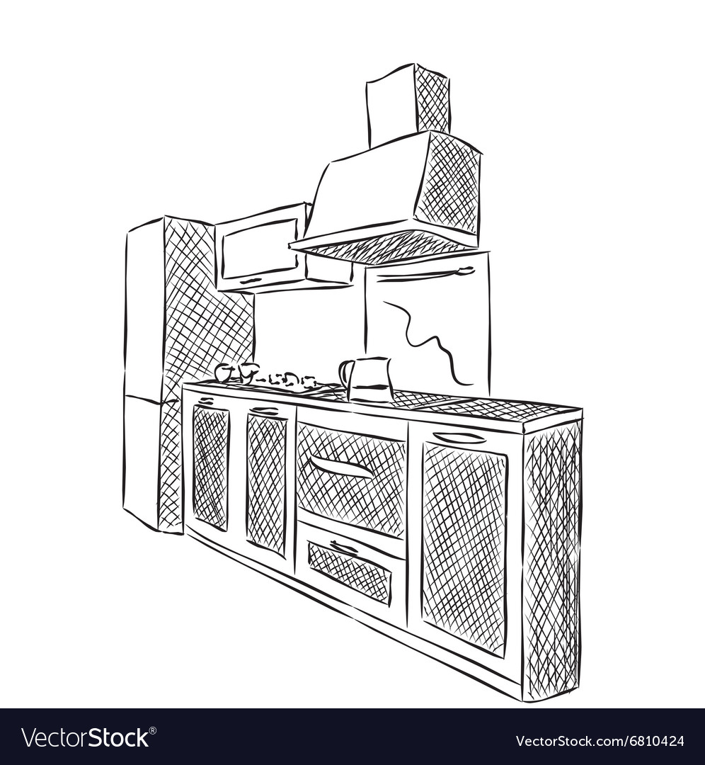 Kitchen interior drawing