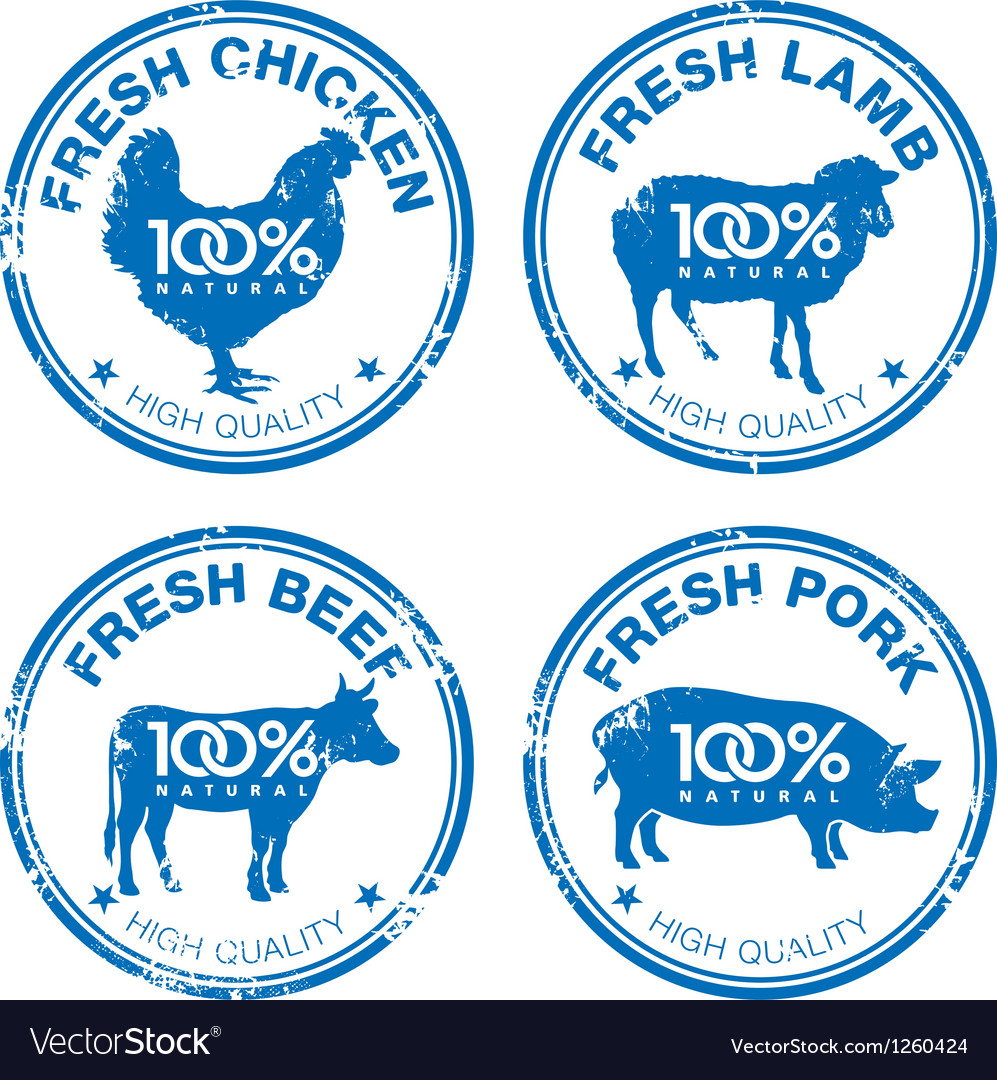 Set of fresh meat stamps Royalty Free Vector Image