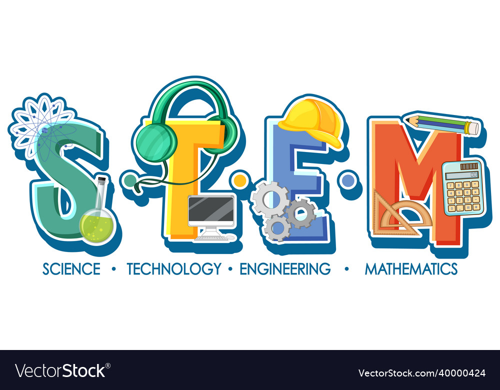 Stem logo with education and learning icon Vector Image