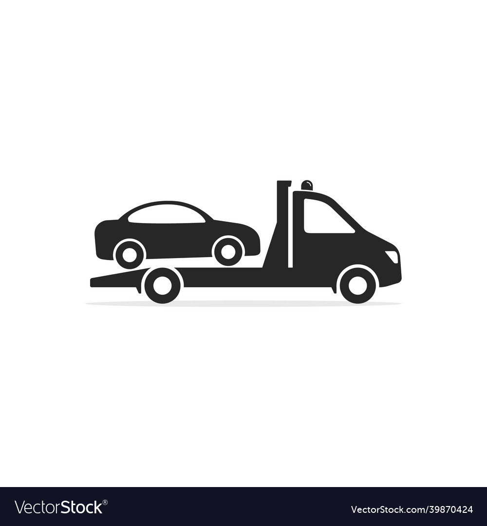 Tow truck icon towing van with car sign Royalty Free Vector