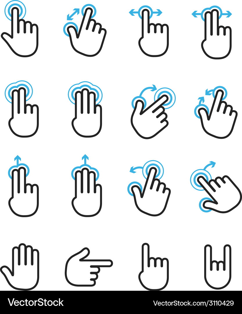 Basic human gestures using modern digital devices Vector Image