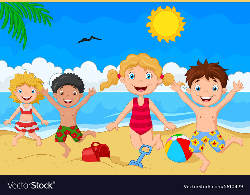 Summer time with cartoon objects Royalty Free Vector Image