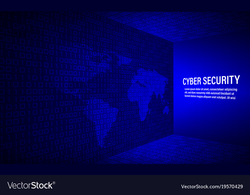 Cyber security concept on binary code background Vector Image