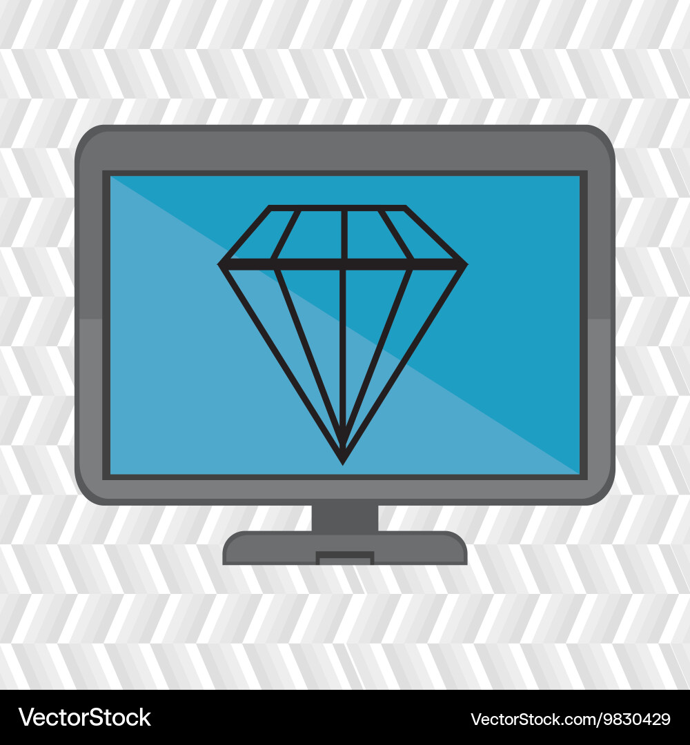 Laptop with diamond blue isolated icon design Vector Image