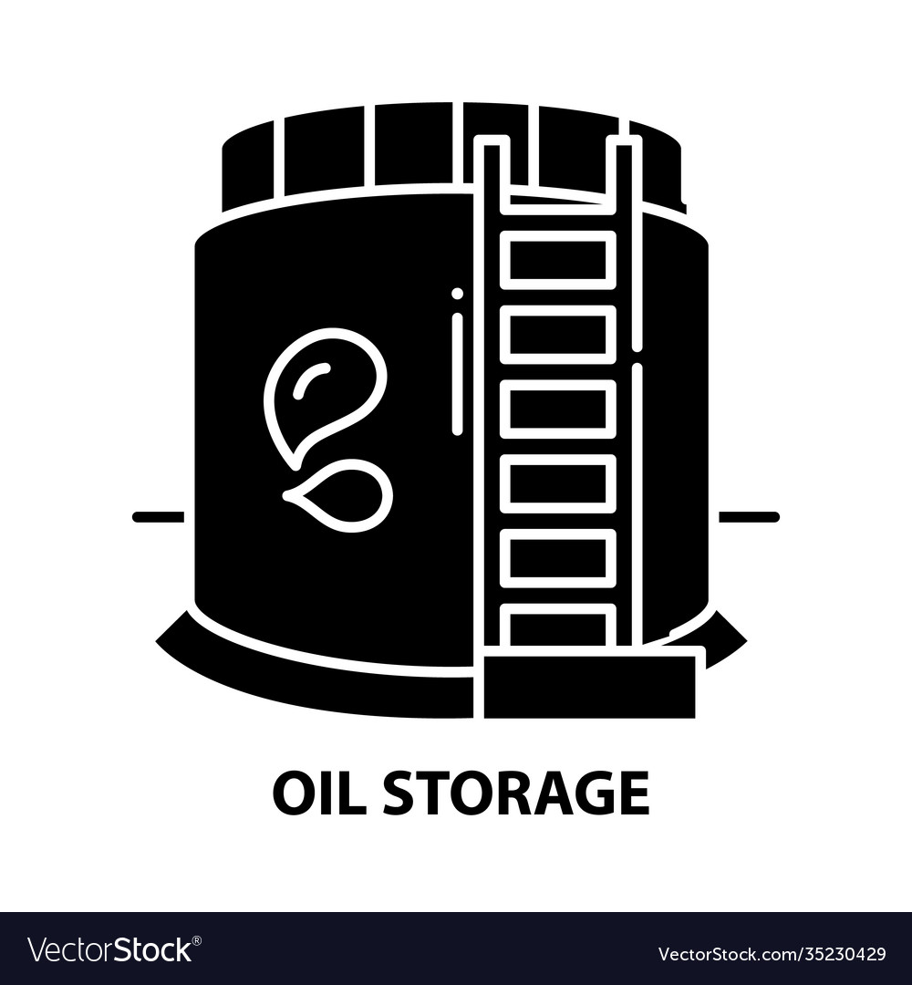 Oil storage icon black sign with editable Vector Image