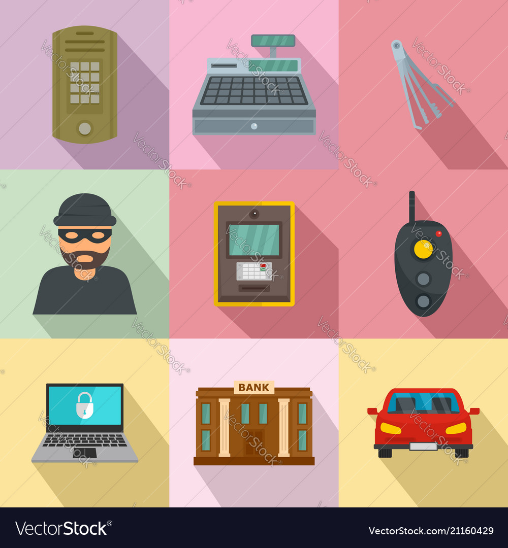 Bank robbery crime flat Royalty Free Vector Image