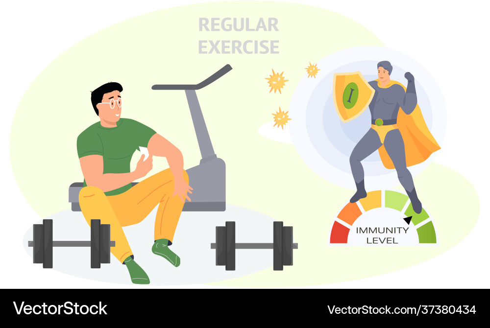 Immunity level increases due to sports man Vector Image