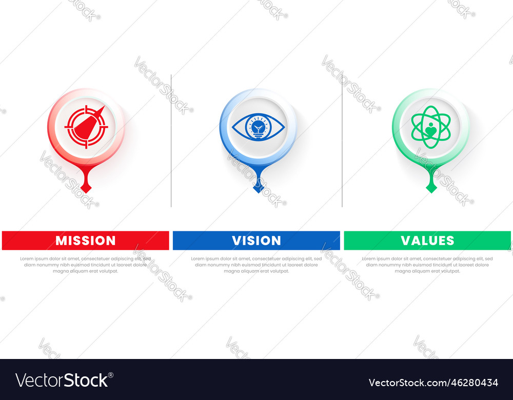 Mission vision values infographic banner template Vector Image