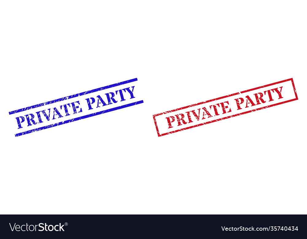 Private Party Textured Scratched Stamp Seals Vector Image