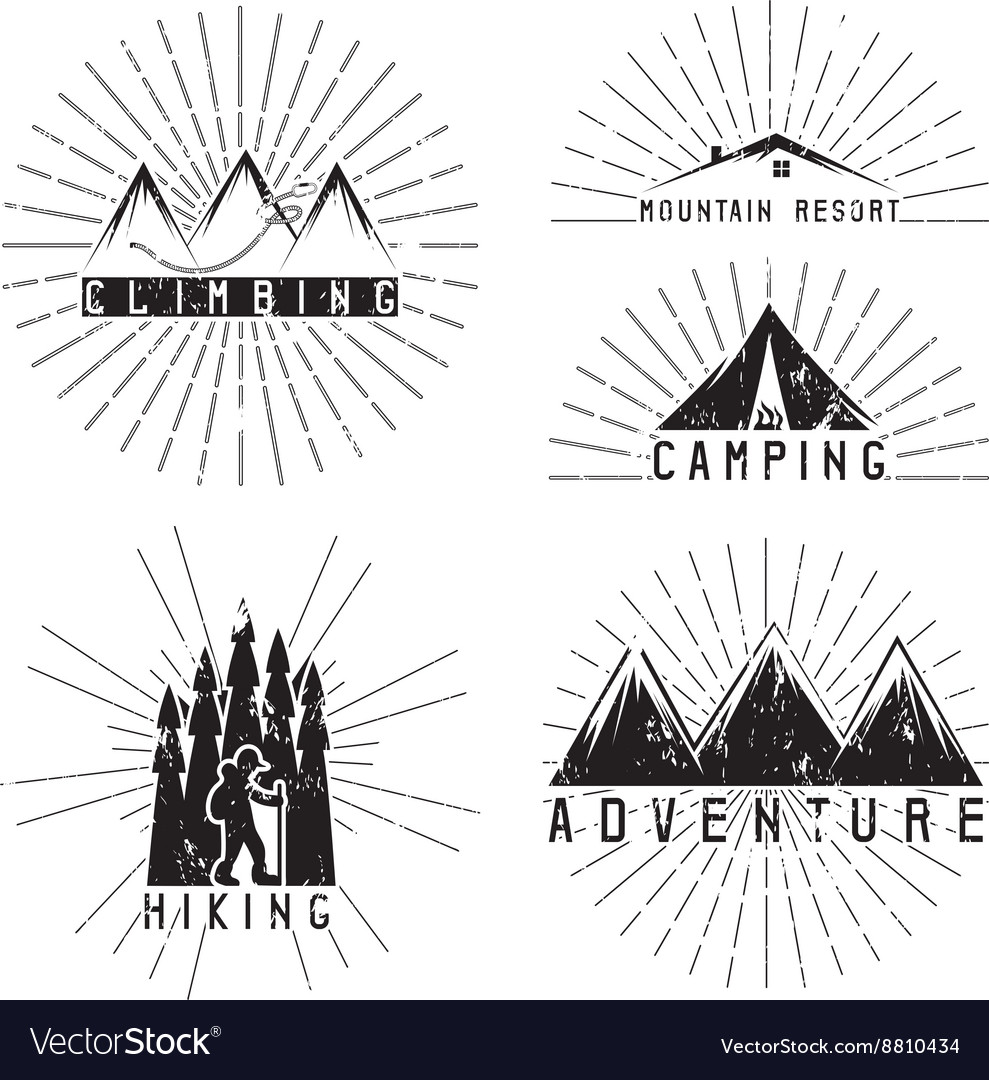 Set of vintage labels mountain adventure climbing Vector Image