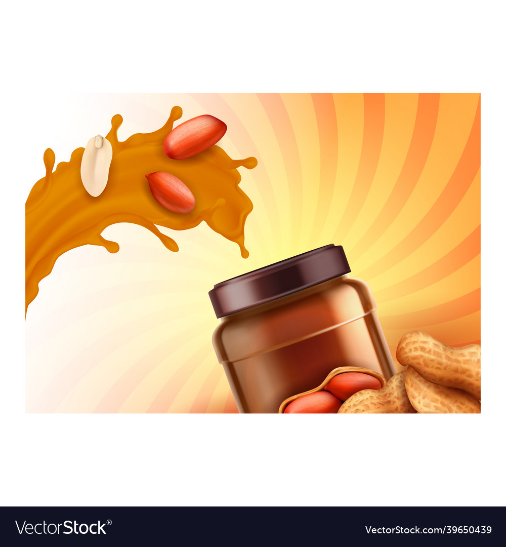 Peanut butter food creative promo poster Vector Image