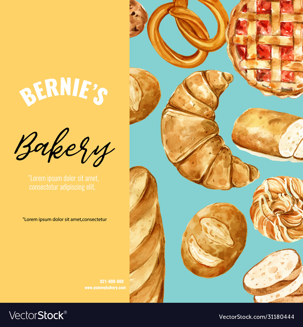 Bakery gift voucher template bread and bun Vector Image