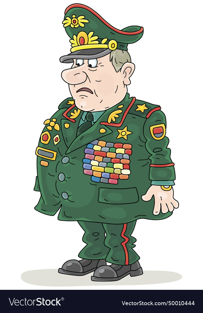 General In A Military Uniform With An Army Cap Vector Image