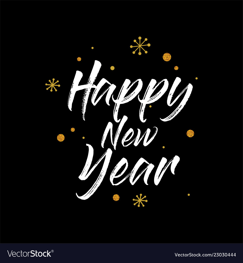 Happy New Year Hand Lettering Calligraphy Isolated