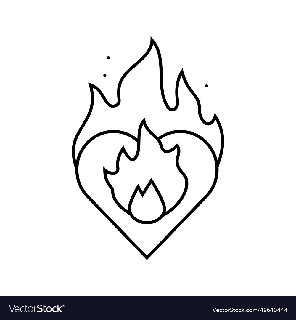 Heart on fire line icon Royalty Free Vector Image