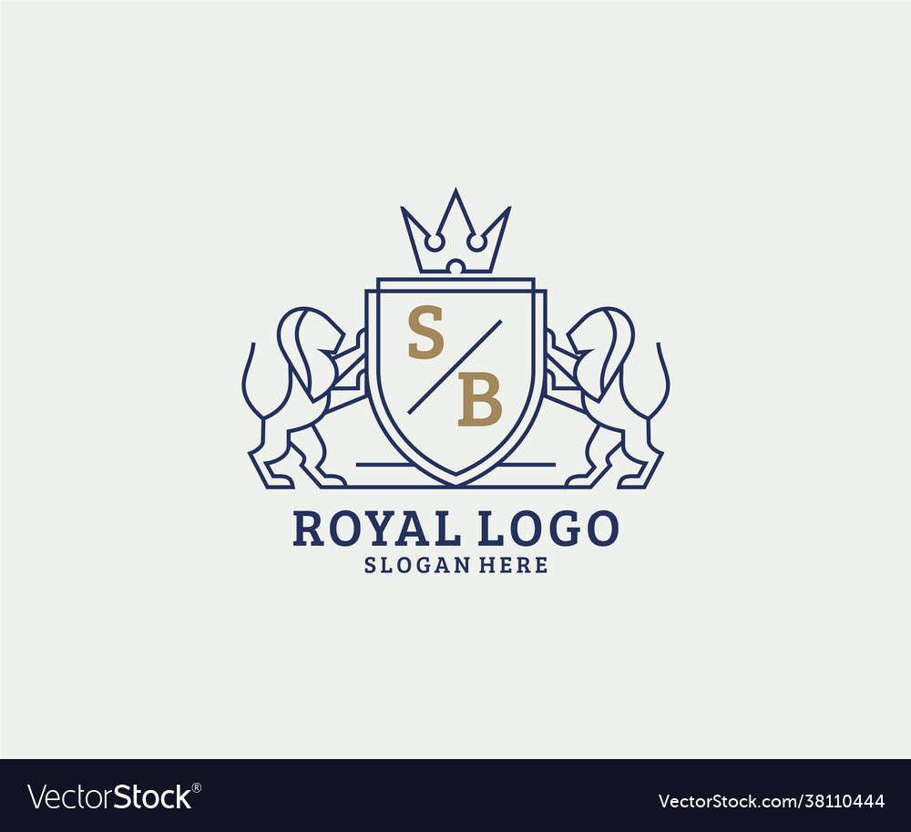 Initial sb letter lion royal luxury logo template Vector Image