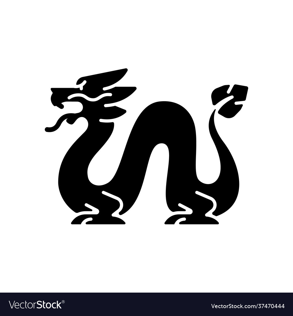 Loong dragon black glyph icon Royalty Free Vector Image