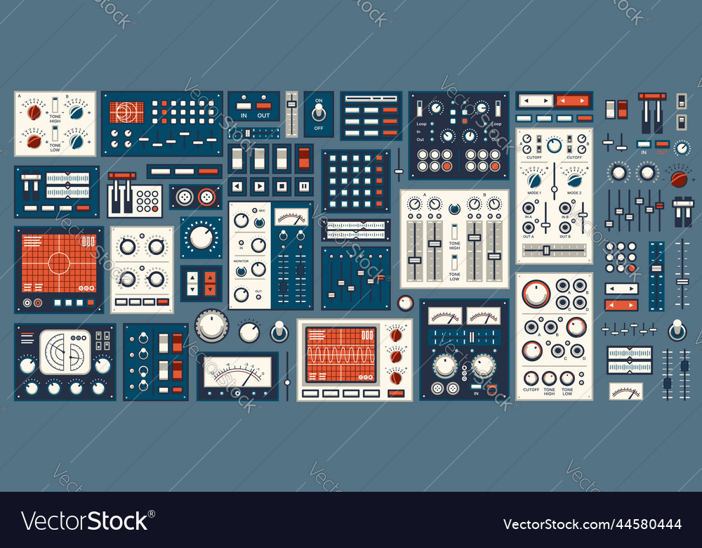 Retro dashboard control panel switch and buttons Vector Image
