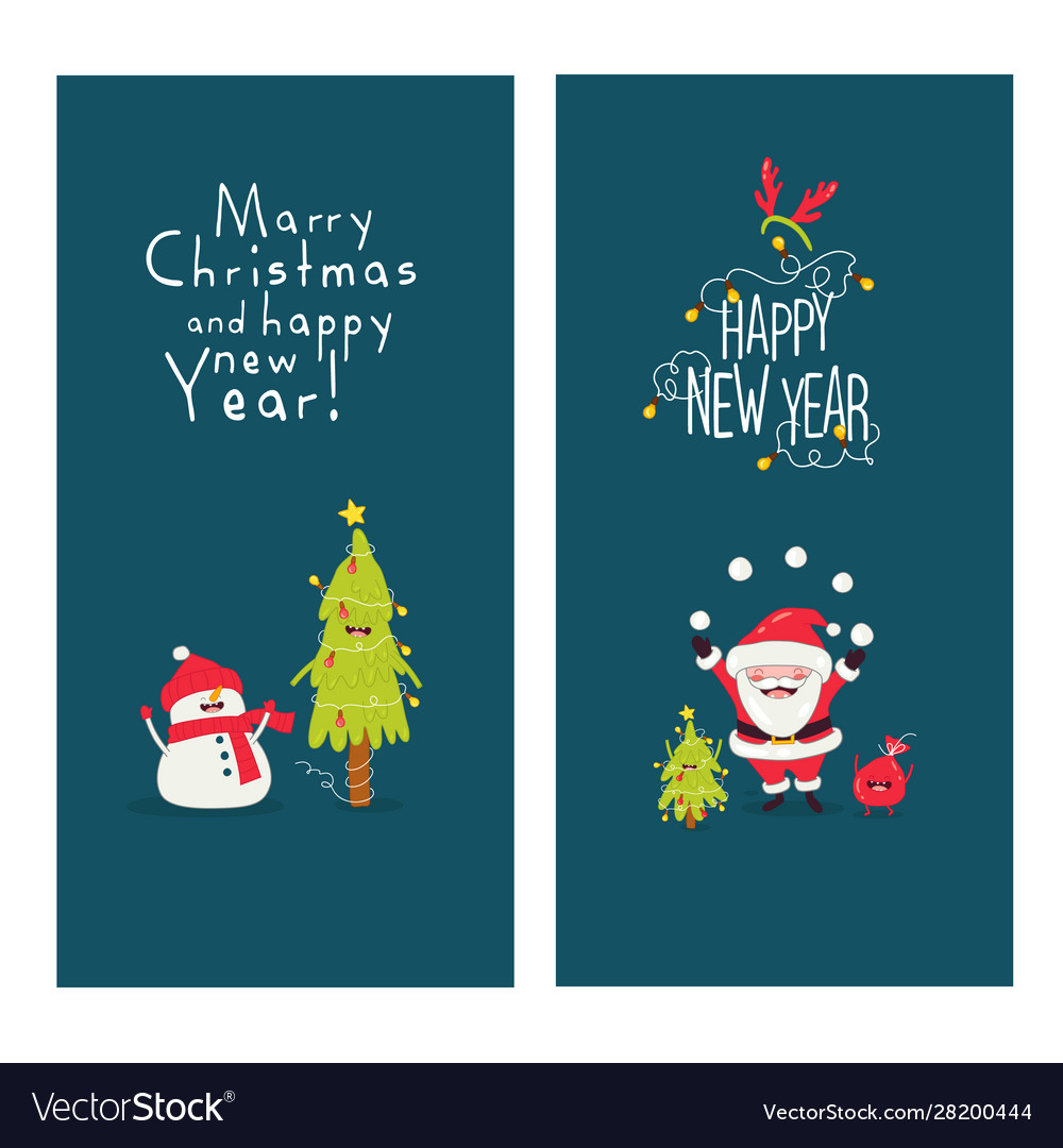 Snowman christmas tree santa claus Royalty Free Vector Image