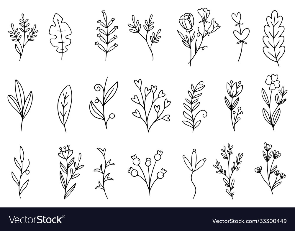 0027 hand drawn flowers doodle Royalty Free Vector Image