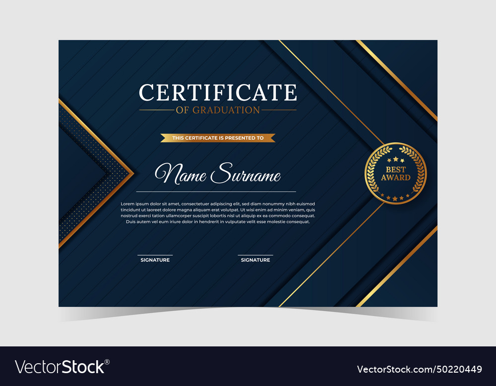 Best award graduation certificate template Vector Image