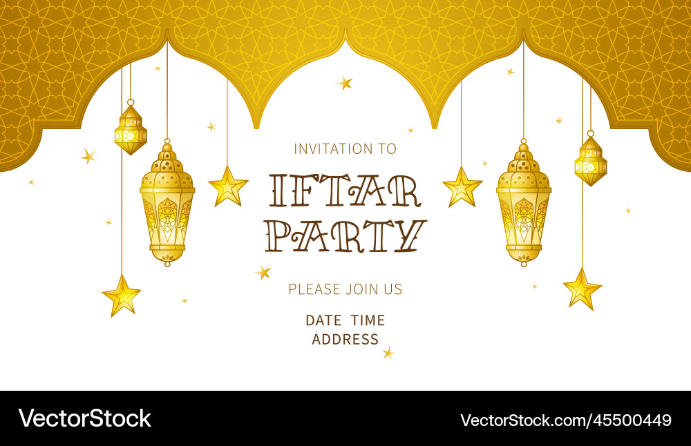 For iftar party celebration gold cards Royalty Free Vector