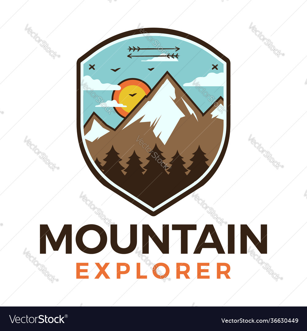 Mountain explorer logo retro camping adventure vector image Mountain explorer logo retro camping adventure