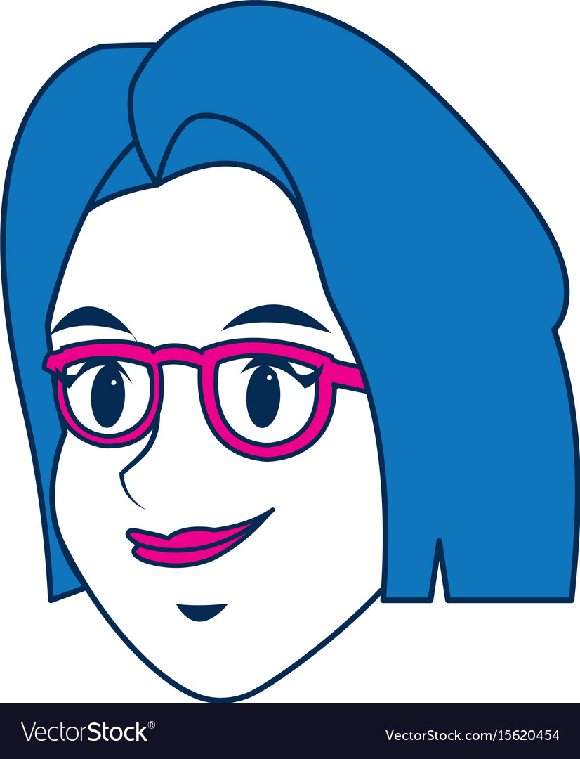Character Face Girl With Blue Short Hair And Vector Image