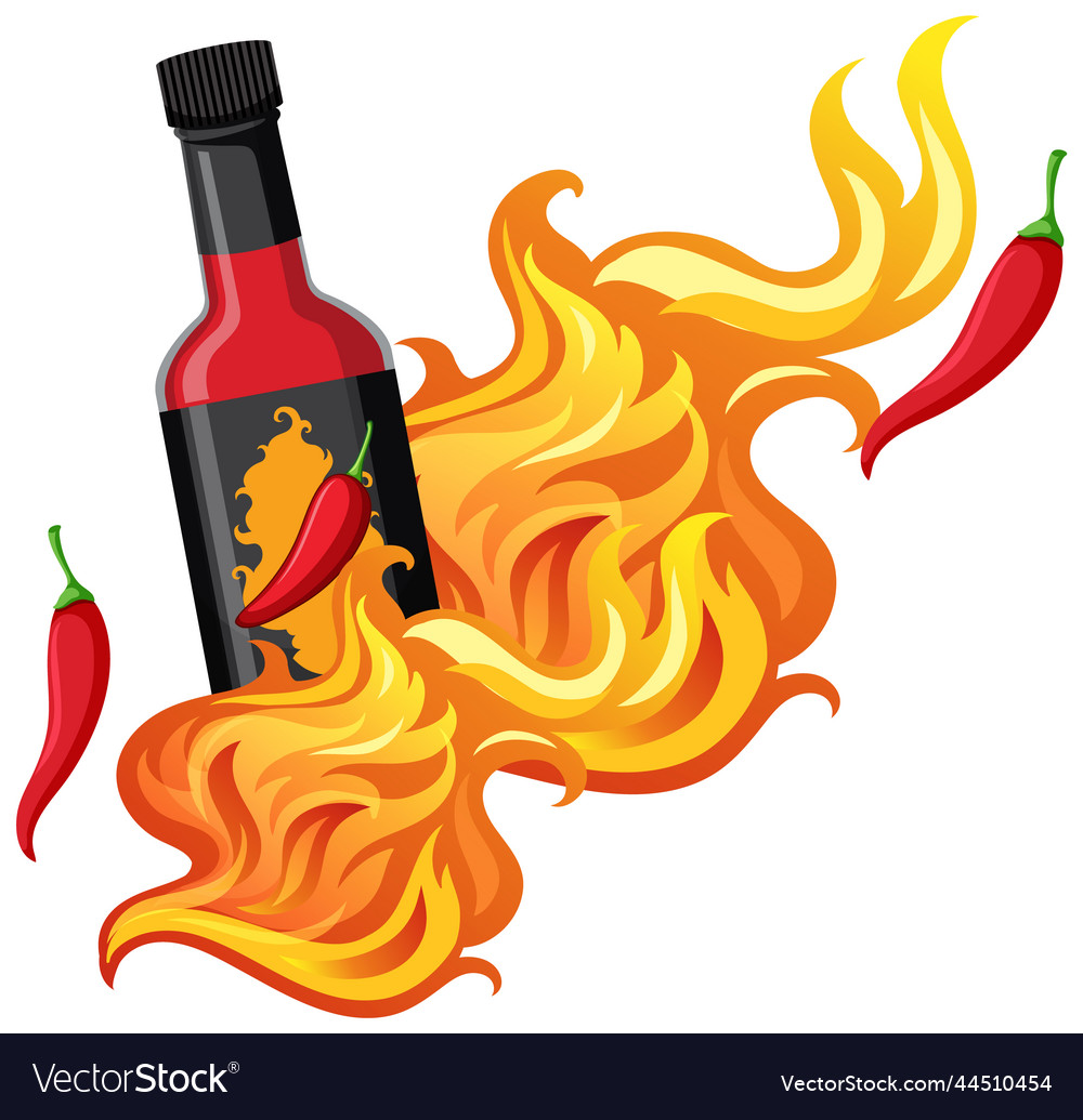 Chili Sauce Bottle In Cartoon Style Royalty Free Vector 7031