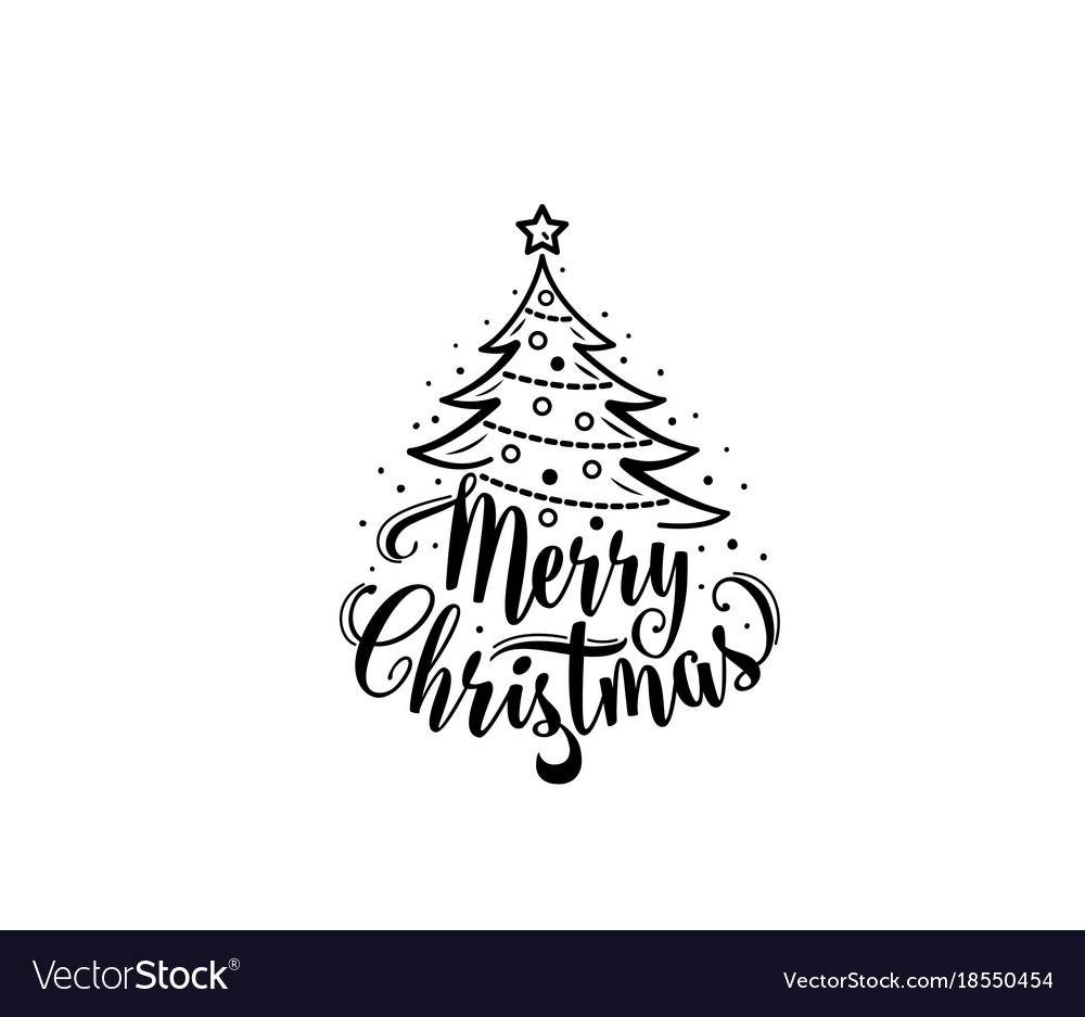 Christmas text xmas tree decoration type Vector Image